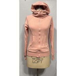 Savvi Full Zip Hoodie Sweatshirt Womens S Thick Knit Long Sleeve Thumbhole Peach